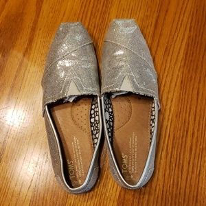 Toms silver sequin slip on shoe